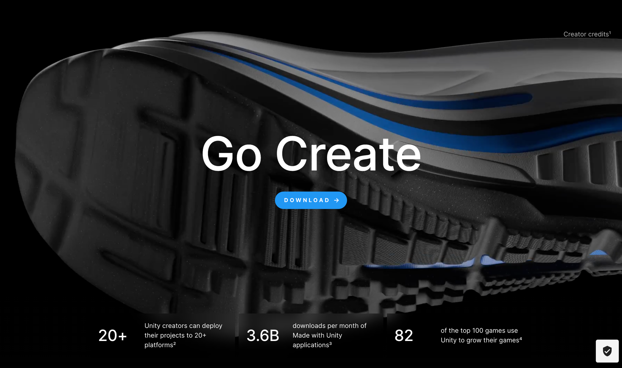 Screenshot of Unity.com